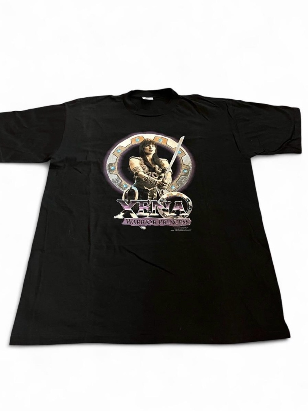Vintage 1997 Xena Warrior Princess TV Promo T shirt Adult Size L Black NWOT